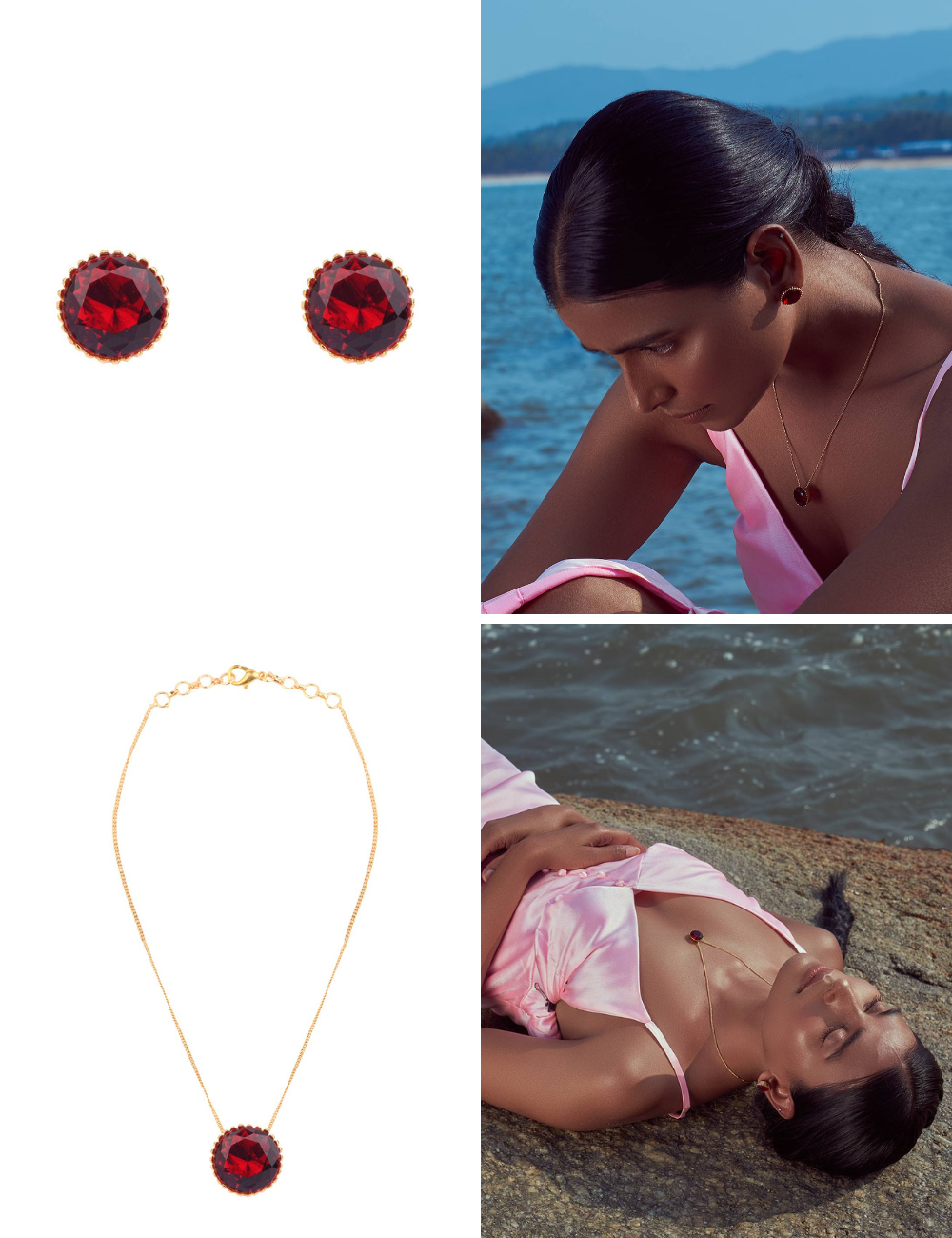 Ruby Combo - Studs + Neckchain