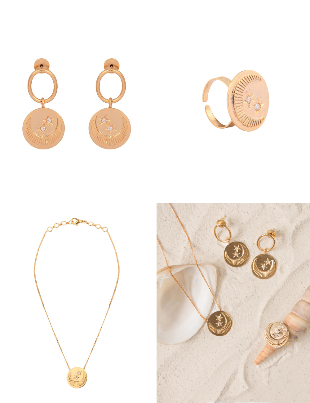 Chaand Combo - Earring, Neckchain, Ring