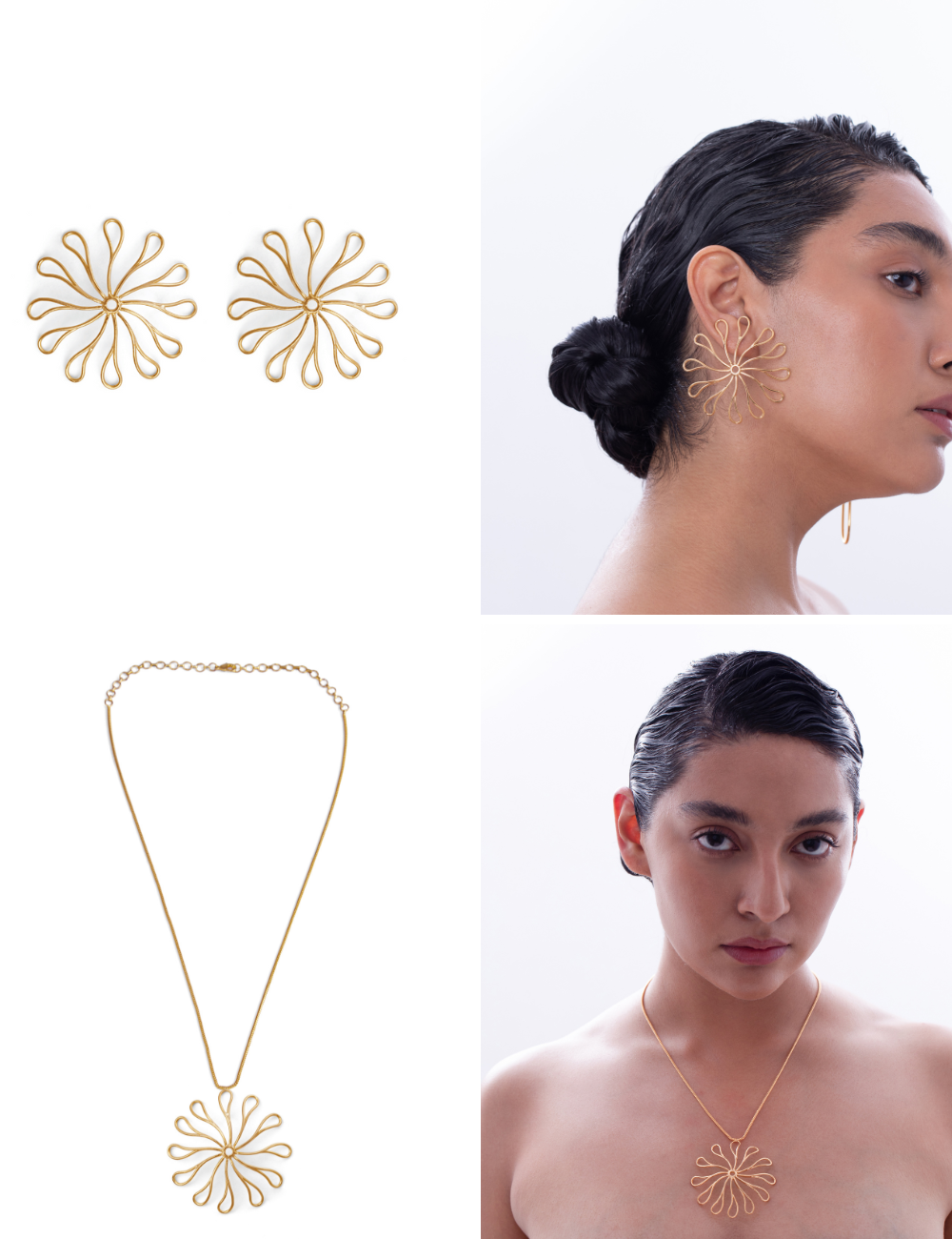 Blooming Flower Earrings + Necklace