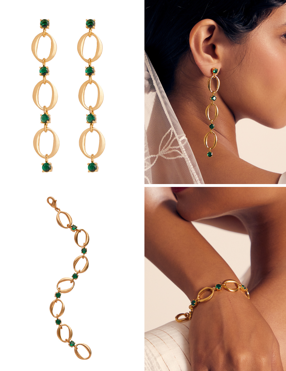 Emerald Rani Short Dangler + Bracelet