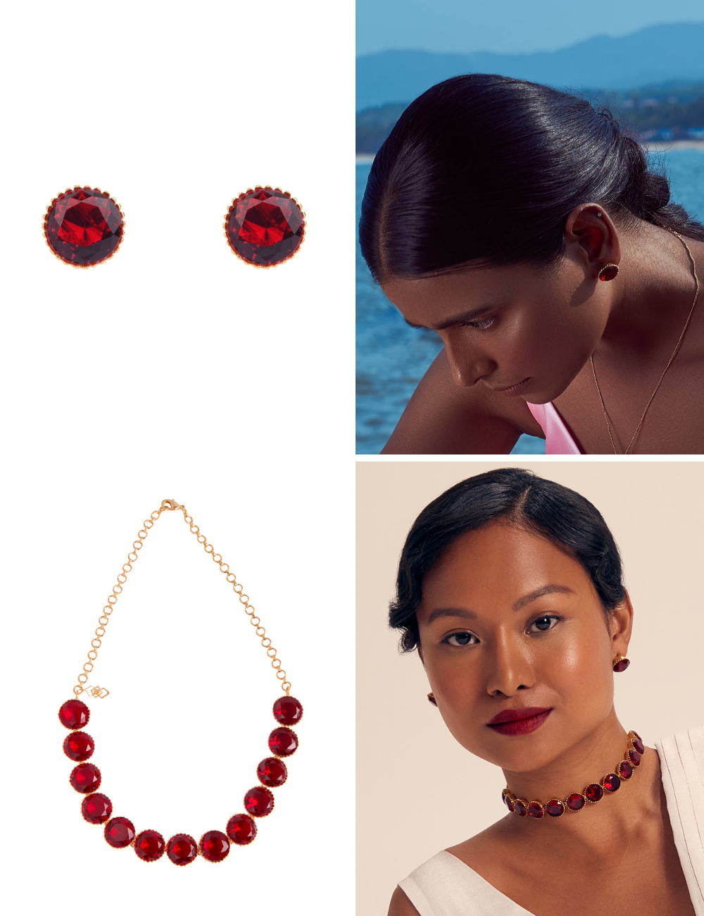 Ruby Combo - Choker + Studs