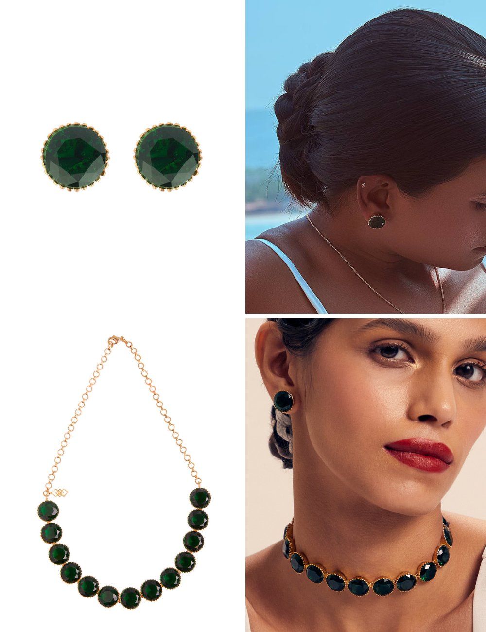 Emerald Combo - Choker + Studs