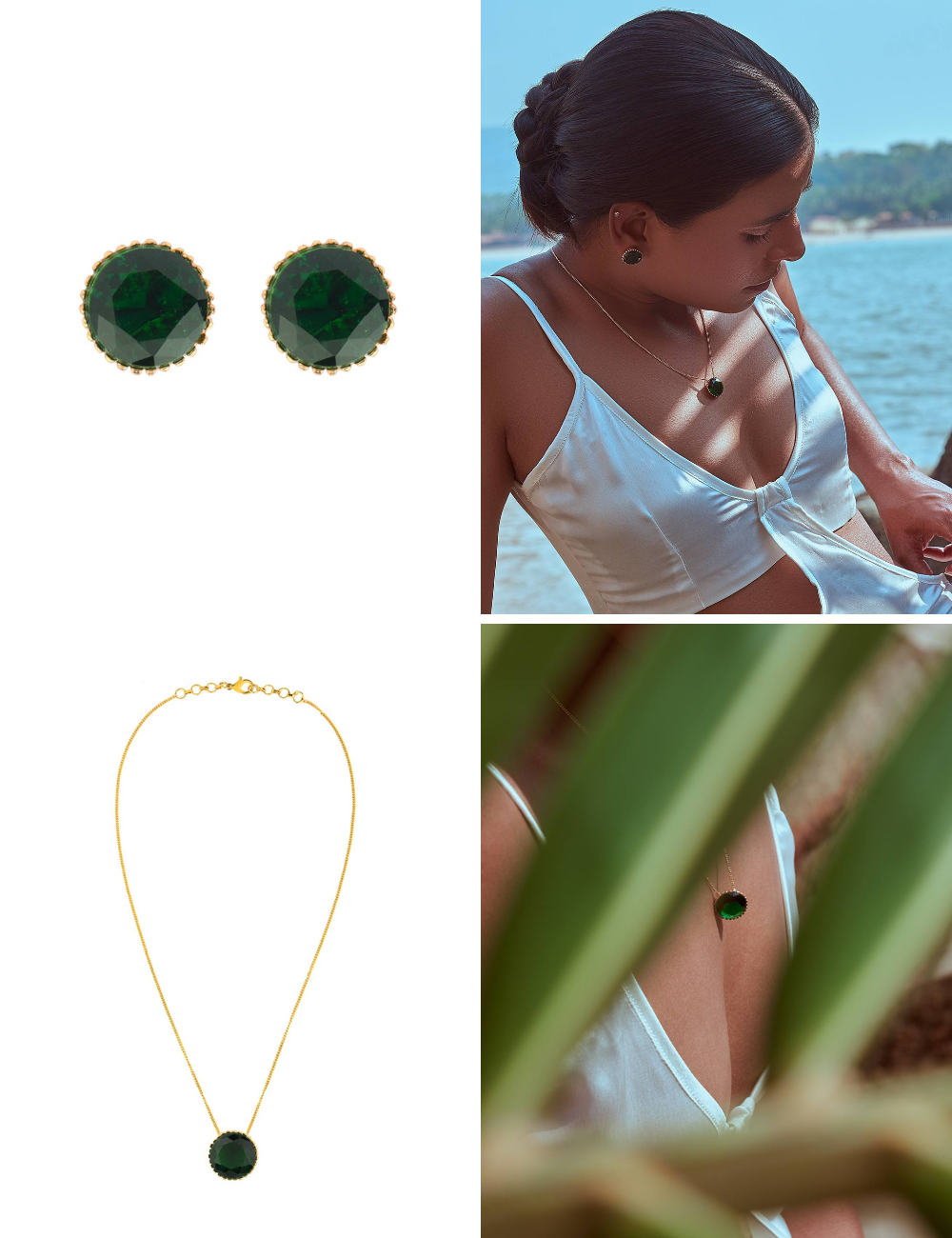 Emerald Combo - Studs + Neckchain