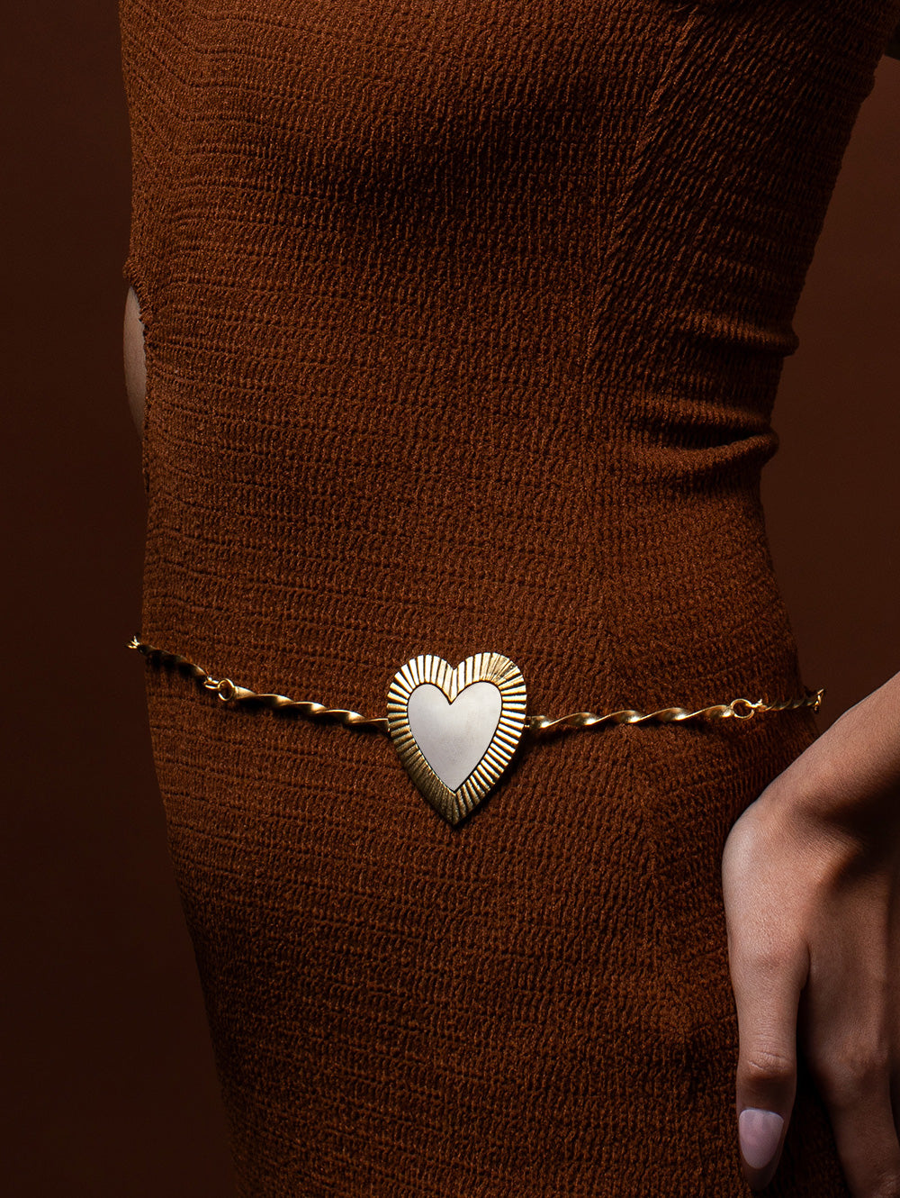 Gilded Dual Tone Heart Waist Belt