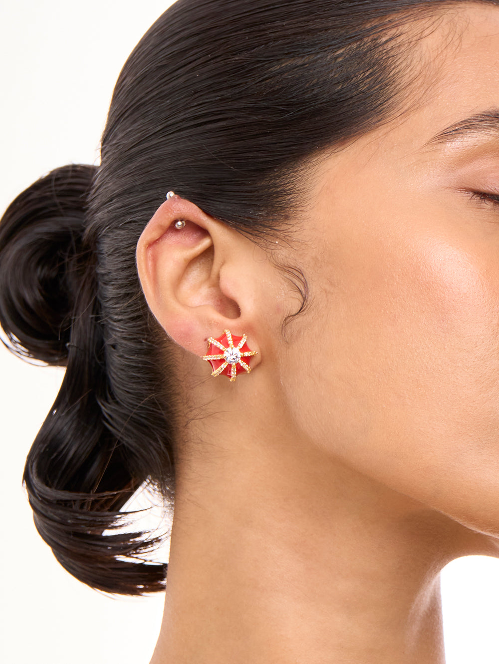 Scarlet Red Blossom Studs