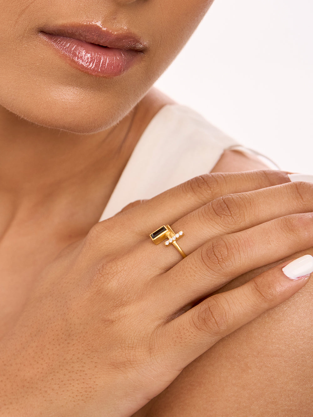 Rectangular Tourmaline Natural Stone Ring