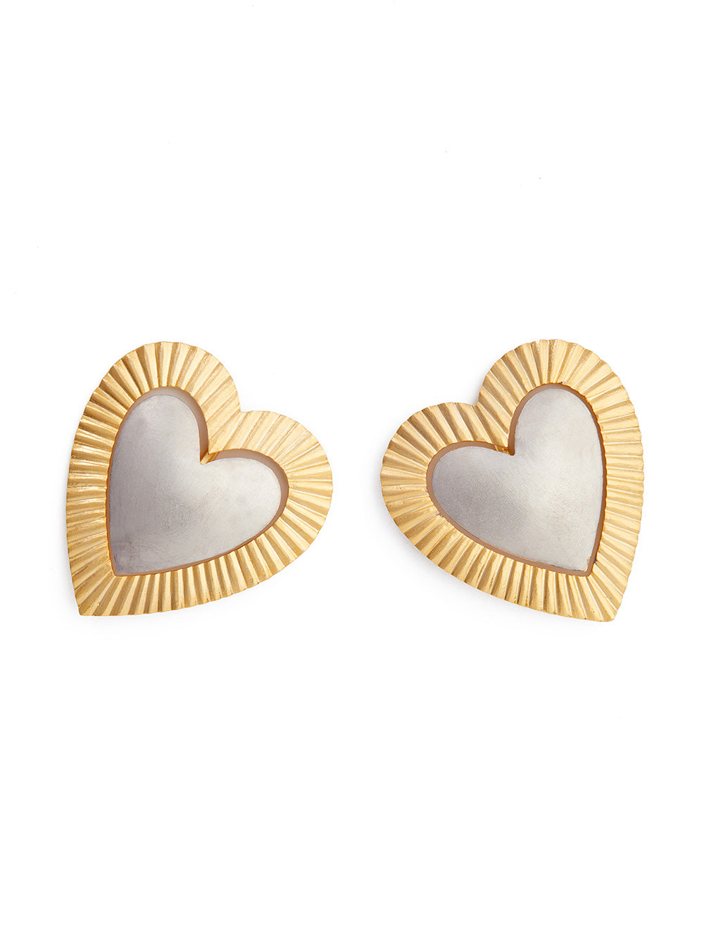 Gilded Dual Tone Heart Studs