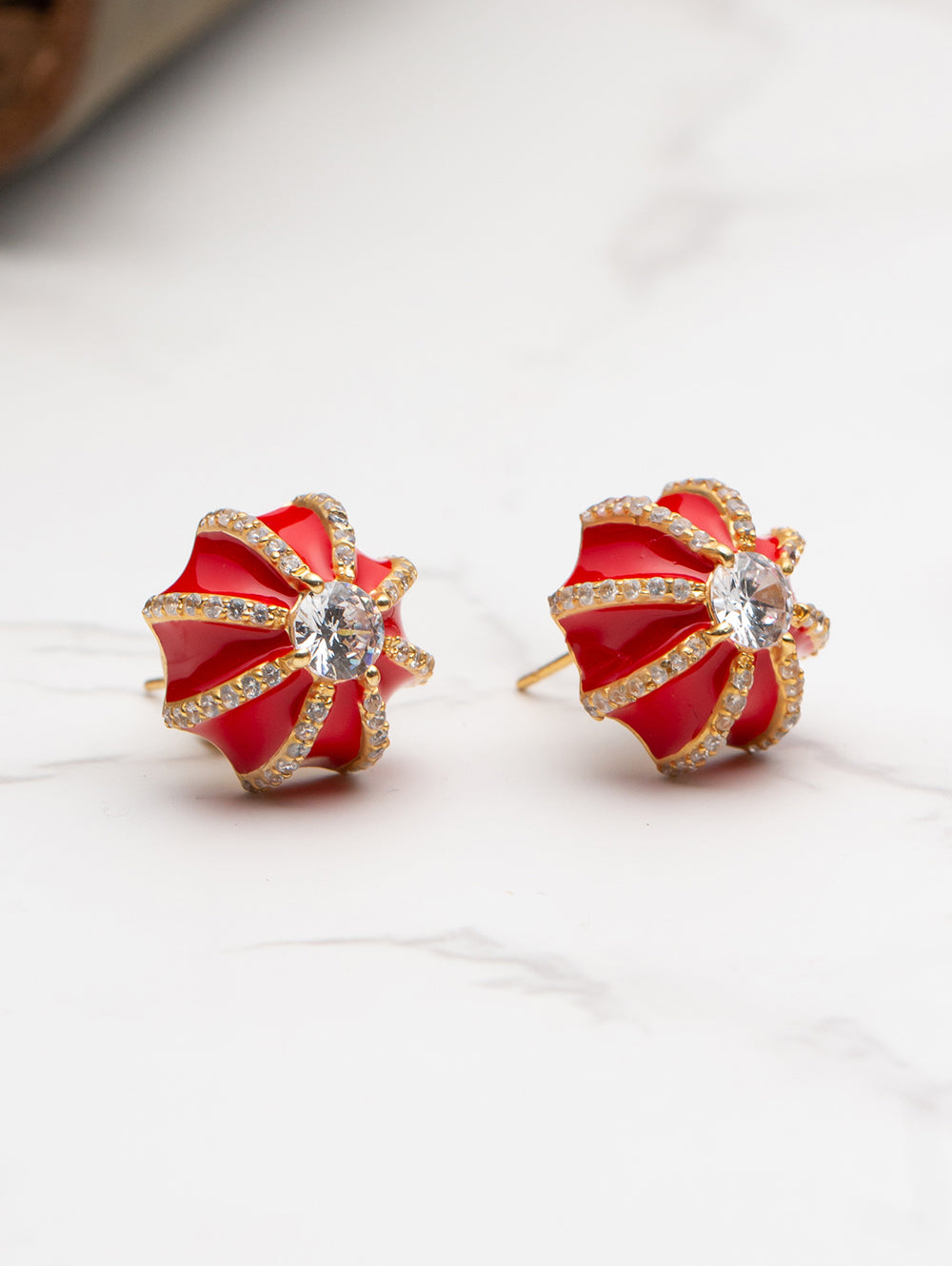 Scarlet Red Blossom Studs