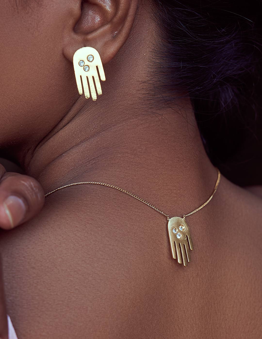 Hamsa Earrings | Handmade | 24K Gold Plated | Made in India