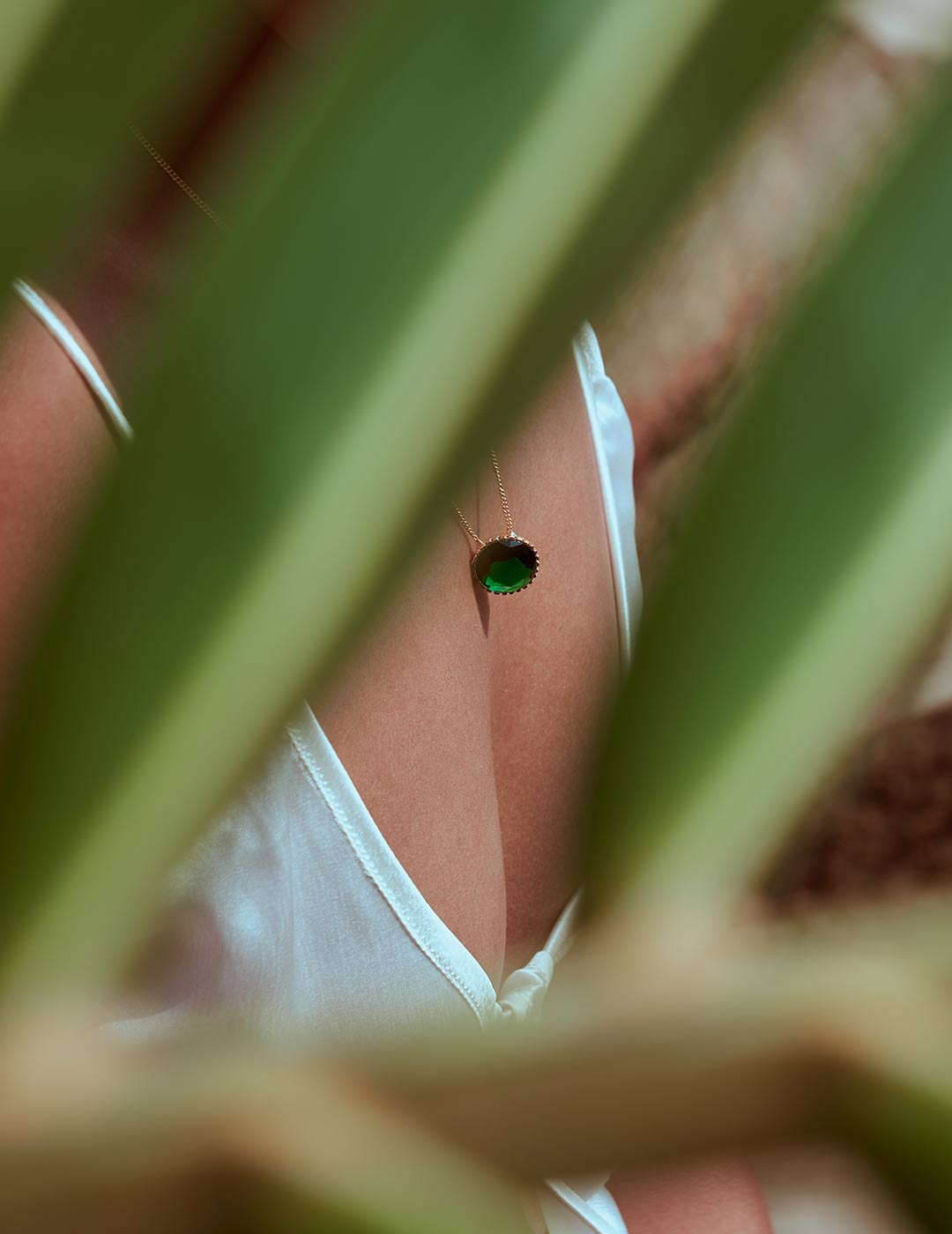 Emerald Neckchain (Semi Precious Emerald) | Handmade | 24K Gold Plated | Made in India