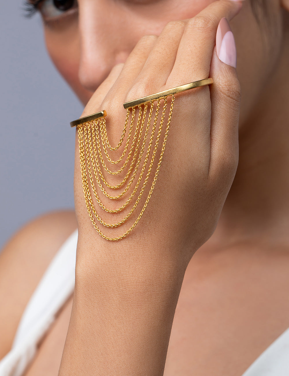 Cascading Tassel Palm Cuff