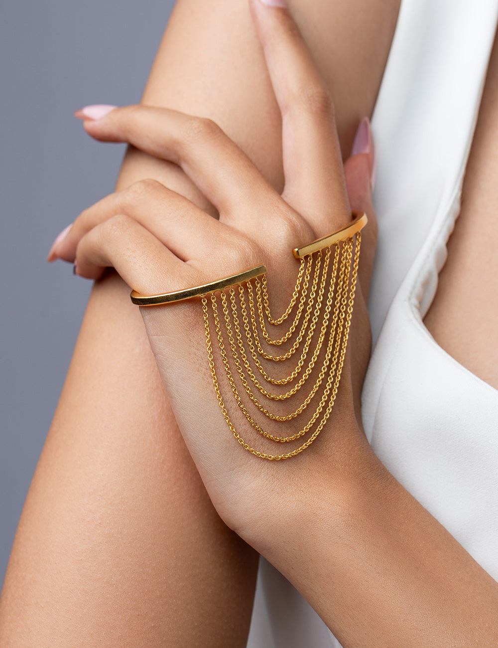 Cascading Tassel Palm Cuff