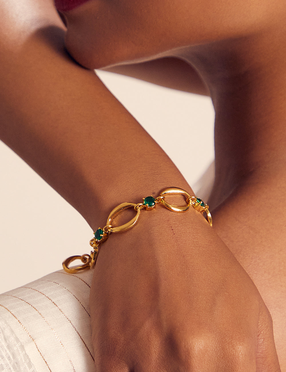 Emerald Rani Link Chain Bracelet