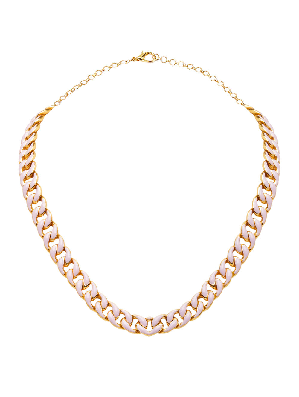 Pink Enamel Curb Chain