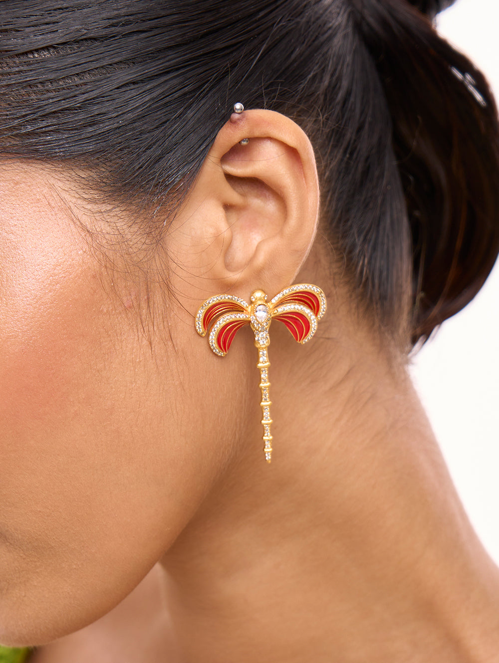 Scarlet Red Dragonfly Earrings