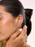 Navy Blue Triangular Tulip Studs