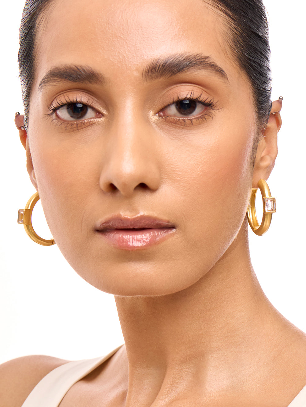 Rose Quartz Hoops