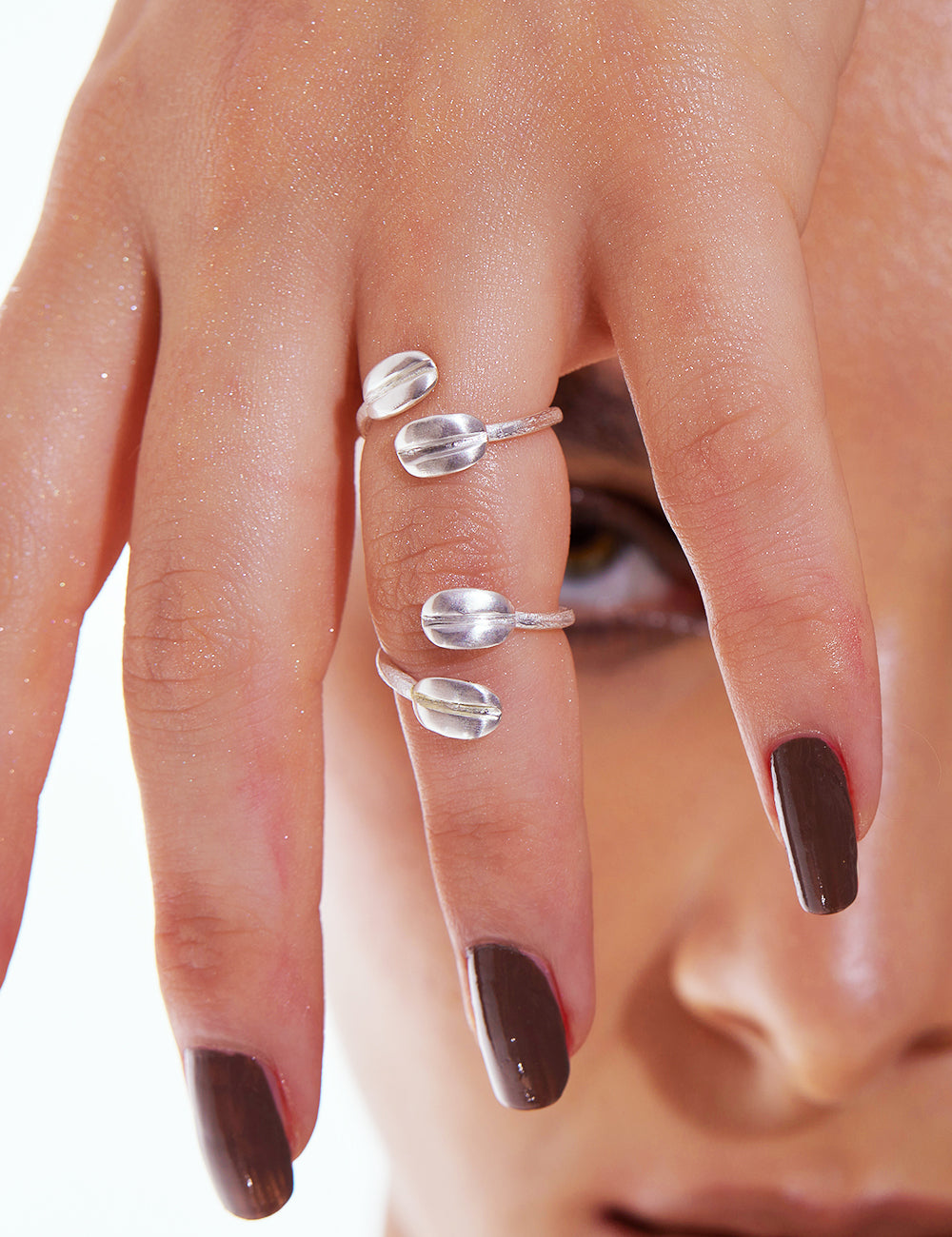 Silver Double Bean Ring