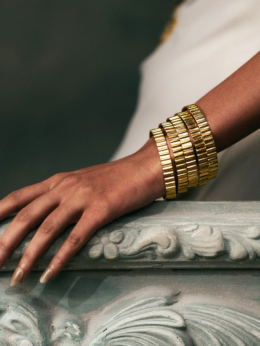 Reeva Gold Fluted Bangle