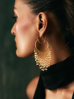 Reeva Golden Fringe Tassel Hoops