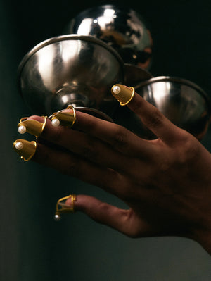 Reeva Textured Pearl Nail Ring